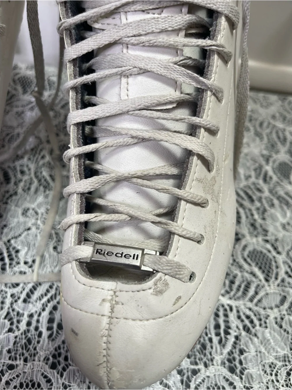Riedell 223 Stride White Figure Skates Size 4.5 M Wilson Excel Blades US Made